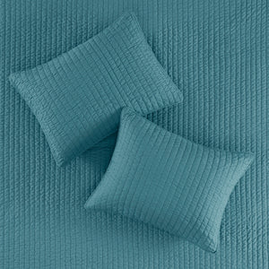 English Elm 3 Piece Keaton Reversible Quilt Set Teal Full/Queen - Soft Brushed Microfiber, Antimicrobial, Farmhouse Chic B035129043