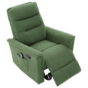 English Elm Manual Recliner Swivel Rocker Boucle Chair with 8-point Massage for Nursery or Living Room Green N763P363763F