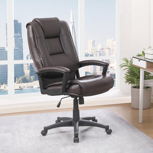 OSP Home Furnishings High Back Bonded Leather Office Chair with Lumbar Support and Ergonomic Padded Seat Espresso EC5162-EC1