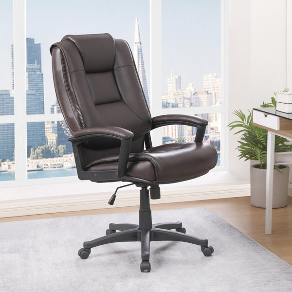 OSP Home Furnishings High Back Bonded Leather Office Chair with Lumbar Support and Ergonomic Padded Seat Espresso EC5162-EC1