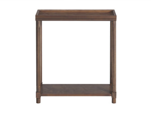 English Elm Narrow End Tables Set of 2 with Open Lower Shelf Slim Wood Living Room Accent Chestnut B2751P436463