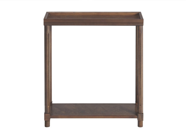 English Elm Narrow End Tables Set of 2 with Open Lower Shelf Slim Wood Living Room Accent Chestnut B2751P436463