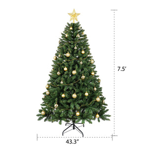 English Elm Christopher Knight Home® - 7.5FT Lush Pre-Lit Christmas Tree with 550 Warm LEDs, 1350 PVC Tips, Hinged Branches & Metal Stand N769P351700G
