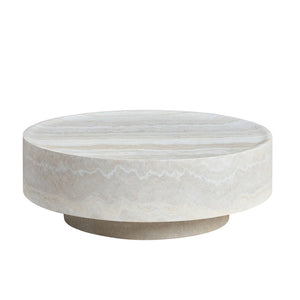 English Elm Round Fiberglass Coffee Table Sculptural Minimalist Design for Modern Living Rooms W2085P374193