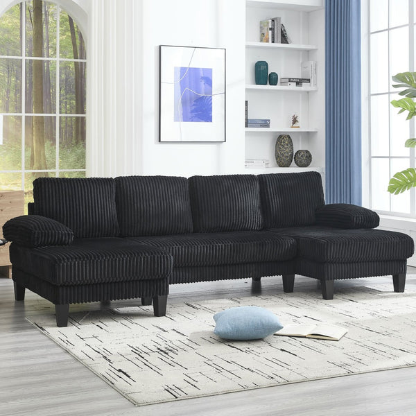 English Elm Modern U-Shaped 4-Seat Sofa With Double Chaise - Luxurious Velvet, Spacious Comfort & Style W2705S00017-GIGA