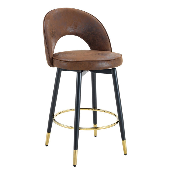 English Elm 360 Swivel Barstools Set of 2 Upholstered Techno Fabric Cushioned Counter Seats W1151P268914