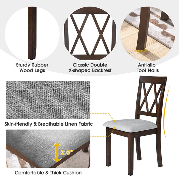 English Elm Dining Room Chairs Set of 2 Upholstered Accent Side Chairs with Padded Seat and Solid Wood Legs, Stylish Brown N752P216388D