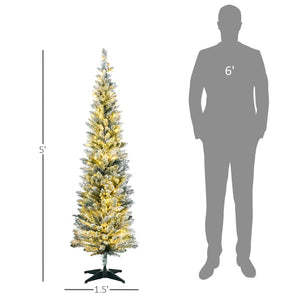 English Elm Homcom 5' Slim Pre-Lit Noble Fir Christmas Tree With 110 Led Lights - Perfect For Small Spaces! W2225P249653