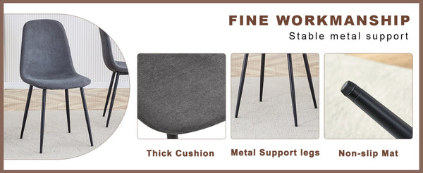 English Elm Table Multifunctional Lift Set With Walnut Finish And 4 Dark Gray Linen Chairs For Modern Living W1151S03785-GIGA