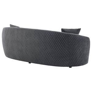 English Elm Luxe Dark Grey Kidney Sofa with Gold-Trim Arms, Diamond Quilting & Channel Tufting for Luxe Lounge B062P342726