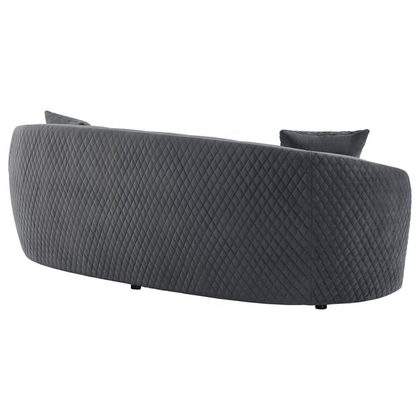 English Elm Luxe Dark Grey Kidney Sofa with Gold-Trim Arms, Diamond Quilting & Channel Tufting for Luxe Lounge B062P342726