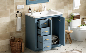 English Elm 30'' Stylish Bathroom Vanity Set With Ceramic Sink, Soft-Close Doors, Solid Wood Frame & Modern Design N710P191970M