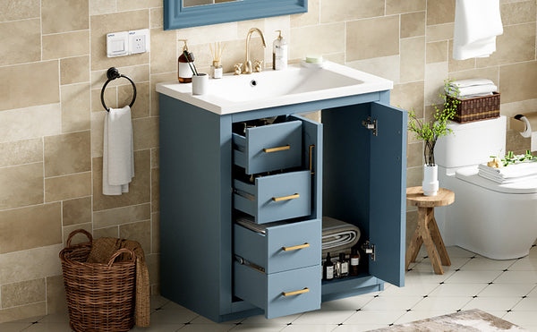 English Elm 30'' Stylish Bathroom Vanity Set With Ceramic Sink, Soft-Close Doors, Solid Wood Frame & Modern Design N710P191970M