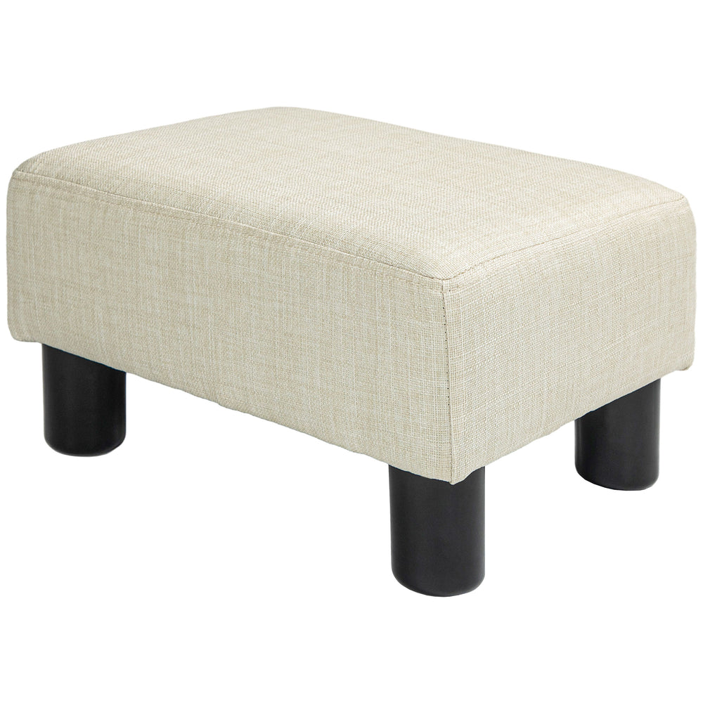 English Elm Homcom Compact Linen Ottoman Foot Rest - Versatile Beige Cube For Small Spaces, Stylish & Functional W2225P217639