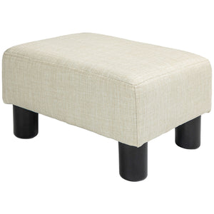 English Elm Homcom Compact Linen Ottoman Foot Rest - Versatile Beige Cube For Small Spaces, Stylish & Functional W2225P217639