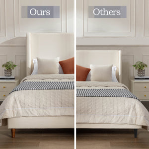 English Elm Harper Upholstered California King Bed With 54" Tall Headboard, Ivory Boucle, Easy Assembly & No Box Spring B083P358494