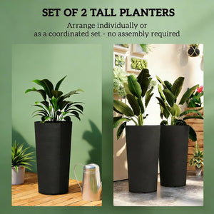 English Elm Tall Stackable Polypropylene Outdoor Planters Set of 2 Tapered Patio Flower Pots T3971P454911