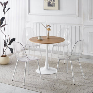 English Elm 1+4 Round Marble-look Mdf Pub Set with Metal Base for Kitchen or Home Bar W234S00139