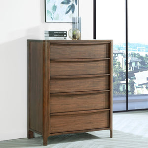 English Elm Verona Five Drawer Walnut Veneer Chest with Cedar Lined Storage for Modern Bedrooms B062P447805
