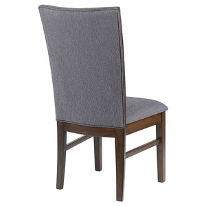 English Elm Wawona Grey Upholstered Dining Side Chair Set of 2 — Tall Back Comfort, Tapered Profile, Brown Wood Base B062P375534