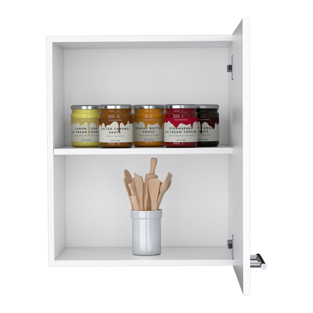 English Elm Wall Cabinet Dennard White - Space-Saving Wall-Mounted Kitchen Storage with Two Shelves, Metal Handle, Durable Engineered Wood B092P238702