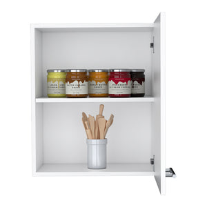 English Elm Wall Cabinet Dennard White - Space-Saving Wall-Mounted Kitchen Storage with Two Shelves, Metal Handle, Durable Engineered Wood B092P238702