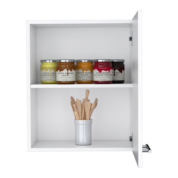 English Elm Wall Cabinet Dennard White - Space-Saving Wall-Mounted Kitchen Storage with Two Shelves, Metal Handle, Durable Engineered Wood B092P238702