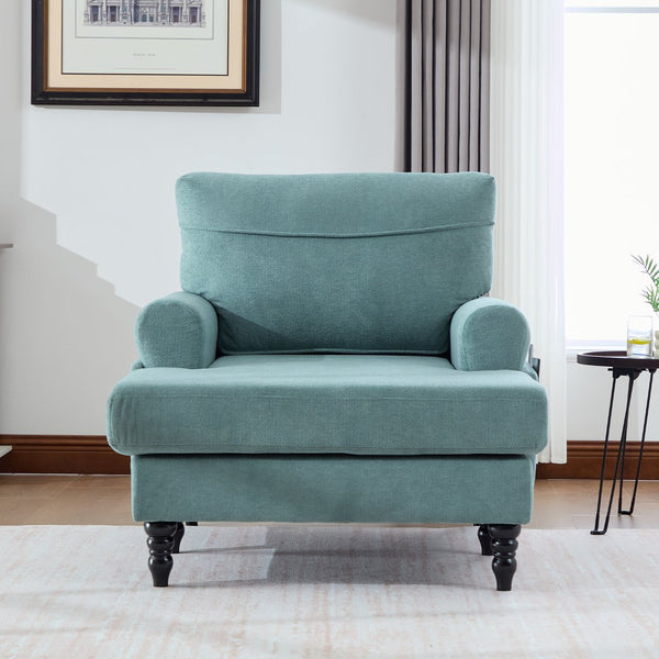 English Elm Modern Chenille Recliner Chaise Lounge Sofa Chair with High-Resilience Foam, Wide Seat, 550lb Capacity Mint Green W395P371334