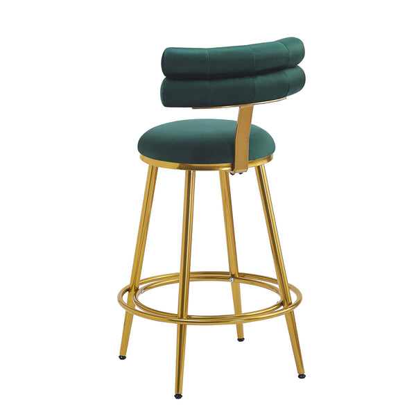English Elm Christopher Knight Home® - 27.65'' 27.65" Modern Counter Stools Set of 2 with Luxurious Velvet Upholstery, Ergonomic Curved Back, Iron Frame & Footrest Dark Green N780P194940E