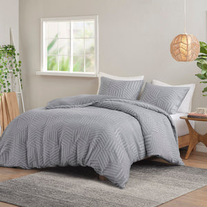 Urban Habitat Bentley Modern/Contemporary 3 Piece Matelasse Jacquard Duvet Cover Set UH12-2492 Grey-Blue