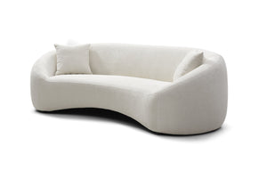 English Elm 93.31" Minimalist Curved Sofa with Chenille Velvet Upholstery, Deep Sink-In Comfort & Durable Frame White W2664P179335