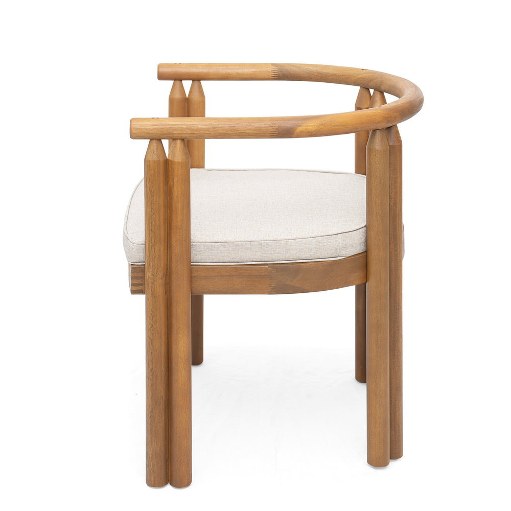 English Elm Christopher Knight Home® - Cove Teak & Beige 7PCS Acacia Outdoor Patio Dining Set – 4 Armless + 2 Armrest Chairs, Table (96) COVE7PCSET