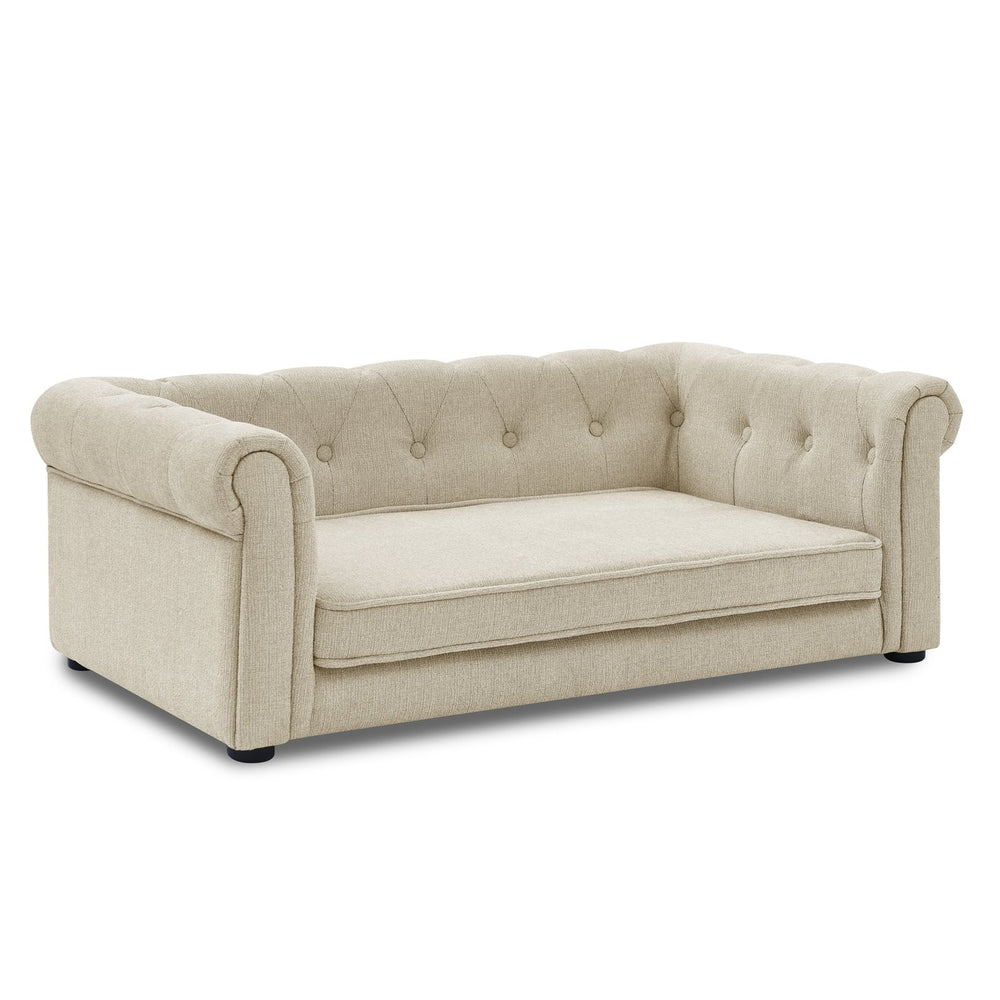 English Elm Elegant Rectangle Pet Bed Elevated Dog Sofa for Medium-Large Breeds, Modern Durable 100lb Capacity Plush Comfort 40.5x23.5x15" Beige W487P189543