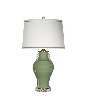 Currey & Company Londonderry Green Table Lamp - Elegant Sage Design With Ming Dynasty Inspiration & Crystal Accents Green Porcelain ,Optic Crystal 6000-1028-currey-company