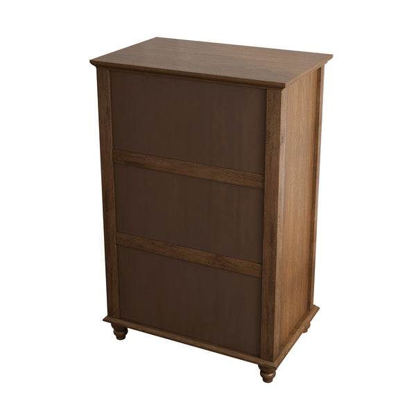 English Elm Fluted Mid-Century 5-Drawer Dresser with Metal Handles — Stylish Vertical Grooves, Sturdy Storage Solution Walnut 42.32 L x 21.06 W x 11.81 H W1716P330707
