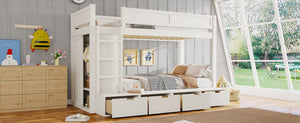 English Elm Twin Triple Bunk Bed Metal L-shaped Frame Sleeps Three Kids White Finish Ivory W1580S00643