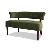 English Elm Jared Roll Arm Tufted Bench Settee, Olive Green Performance Velvet