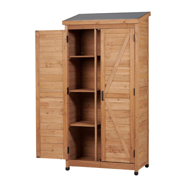 English Elm Outdoor Cedar Storage Cabinet Farmhouse Vertical Shed for Backyard Patio Garden Tools W2640P291256