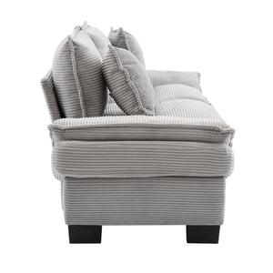 English Elm Corduroy Modern Sofa Sleeper Loveseat with Double-Layer Cushions, Two Pillows, Sturdy Frame 84" LIGHT GREY W676P227345