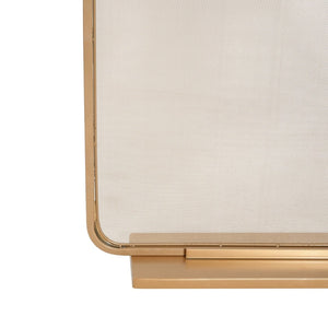 English Elm Tahlia Single Panel Iron Fireplace Screen Fine Mesh Spark Guard Modern Hearth Decor Golden N775P386922G
