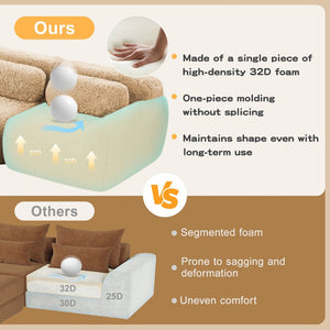 English Elm 114''soft Plush Modular Sectional Sofa with Cloud Cushions for Living Room Theater Light Khaki W714S01567