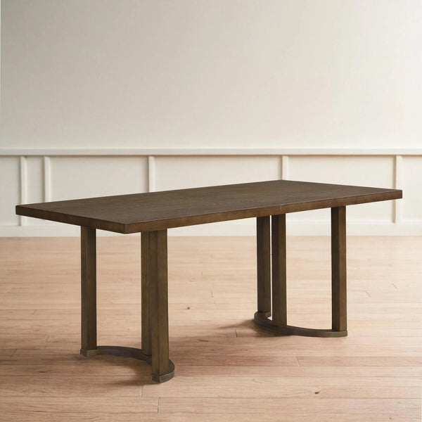 English Elm Christopher Knight Home® - 69 69 INCHES DINING TABLE - Sleek Solid Wood & MDF Rectangular Table with U-Shaped Trestle Base, Seats 6 Walnut N771P256927T