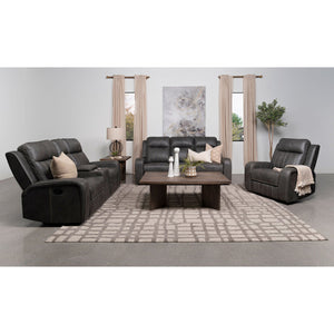 English Elm Forrest Grey Motion Reclining Loveseat With Console – Stylish Comfort, Storage & Modern Elegance B062P354054
