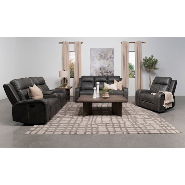 English Elm Forrest Grey Motion Reclining Loveseat With Console – Stylish Comfort, Storage & Modern Elegance B062P354054