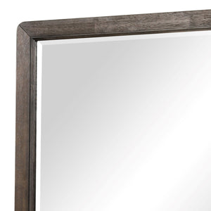 English Elm Mirror Antique Brown Dresser Mirror with Beveled Glass, Solid Wood Frame, Vintage Finish Elegance B2699P208265