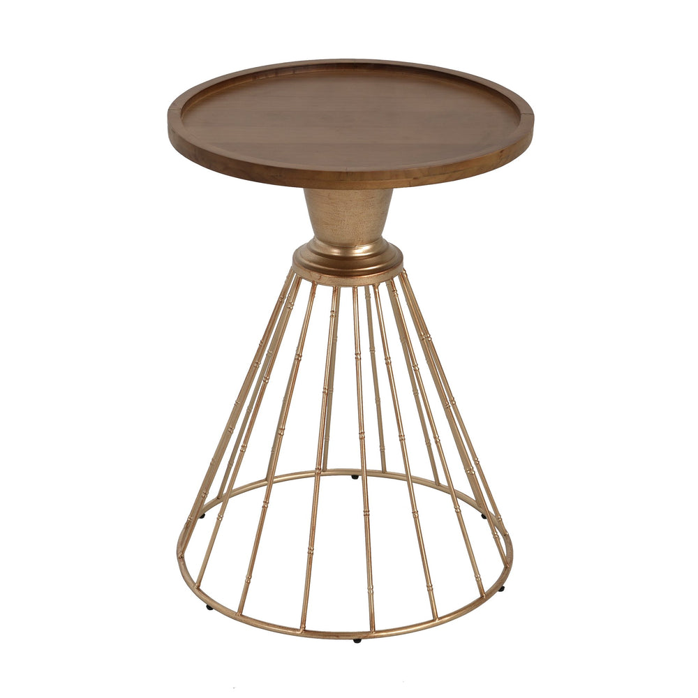 English Elm Christopher Knight Home® - HOLLOW Retro-Art Pine Side Table with Hollow Edge, Antique Gold Frame & Natural Pine, 18" Top N770P281548A