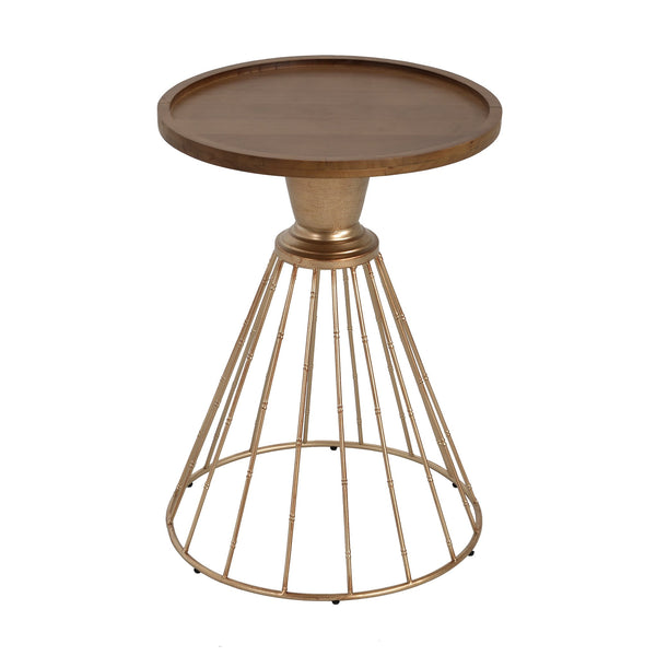 English Elm Christopher Knight Home® - HOLLOW Retro-Art Pine Side Table with Hollow Edge, Antique Gold Frame & Natural Pine, 18" Top N770P281548A
