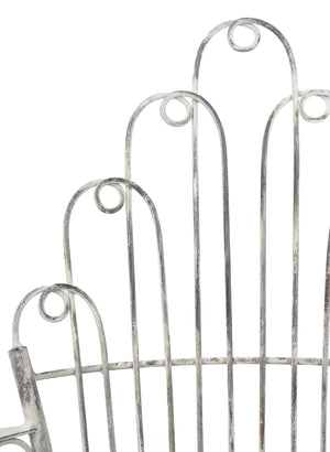 English Elm 23x22x38" Iron Armchair Fan Back Scrolled Arms Distressed Silver Patio Garden Seat W2078P452418