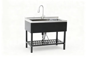 English Elm Stainless Steel Freestanding Utility Sink with Pull Out Faucet for Laundry or Garage W3167P356271