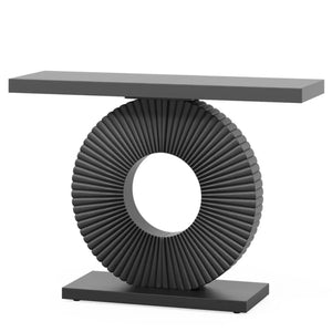 English Elm Hall Console Table Faux Marble Top Gold Geometric Base Modern Entryway Accent T3971P452389
